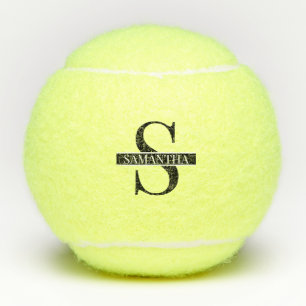 Balles De Tennis Monogramme moderne tendance noir et blanc Nom