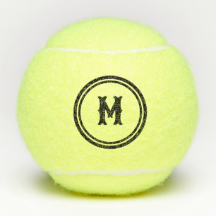 Balles De Tennis Monogramme noir personnalisé simple