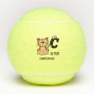 Balles De Tennis monogramme personnalisé C est pour chats chaton ch