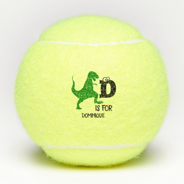 Balles De Tennis Monogramme personnalisé D pour Dinosaur mignon T R (Devant)