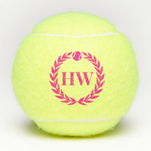 Balles De Tennis Monogramme rose personnalisé