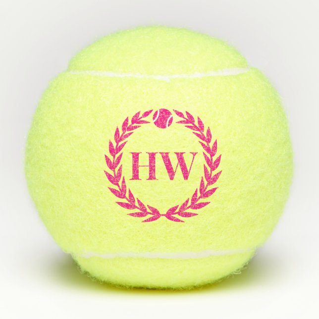 Balles De Tennis Monogramme rose personnalisé (Devant)