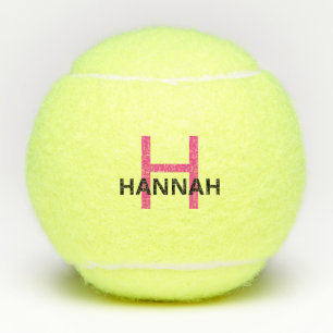 Balles De Tennis Monogramme rose simple et moderne personnalisé