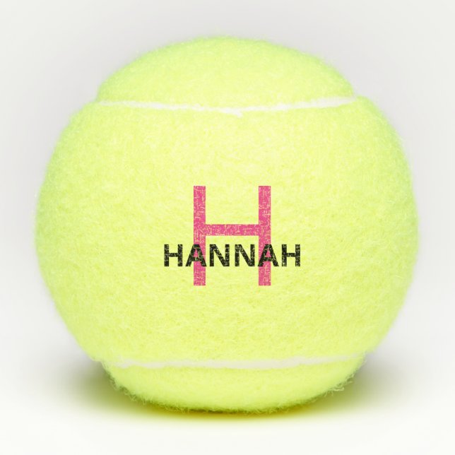 Balles De Tennis Monogramme rose simple et moderne personnalisé (Devant)