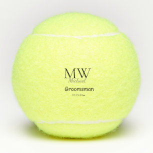 Balles De Tennis monogramme simple personnalisé nom groomsman minim