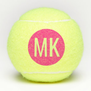 Balles De Tennis Neon rose moderne Initiales personnalisées