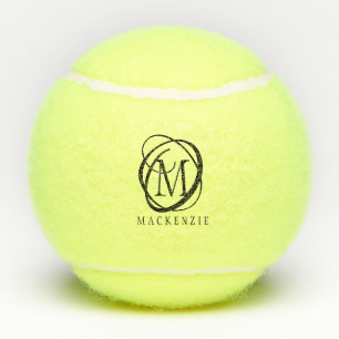 Balles De Tennis Nom de monogramme moderne élégant
