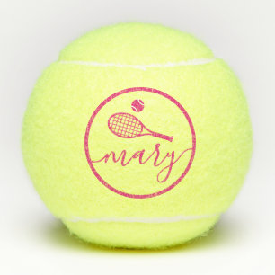 Balles De Tennis Nom de script élégant Nom personnalisé rose
