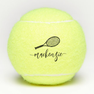 Balles De Tennis Nom de script élégant personnalisé Boules de tenni