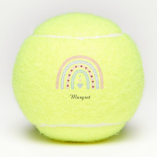 Balles De Tennis Nom de script élégant personnalisé Super Rainbow (Devant)