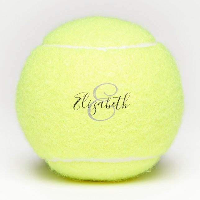 Balles De Tennis Nom de script Monogramme Personnalisé (Devant)