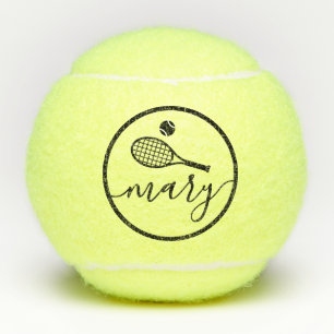 Balles De Tennis Nom du monogramme élégant de la raquette de script