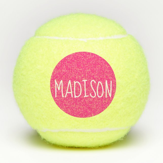 Balles De Tennis Nom fait sur commande mignon superbe rose au néon (Devant)