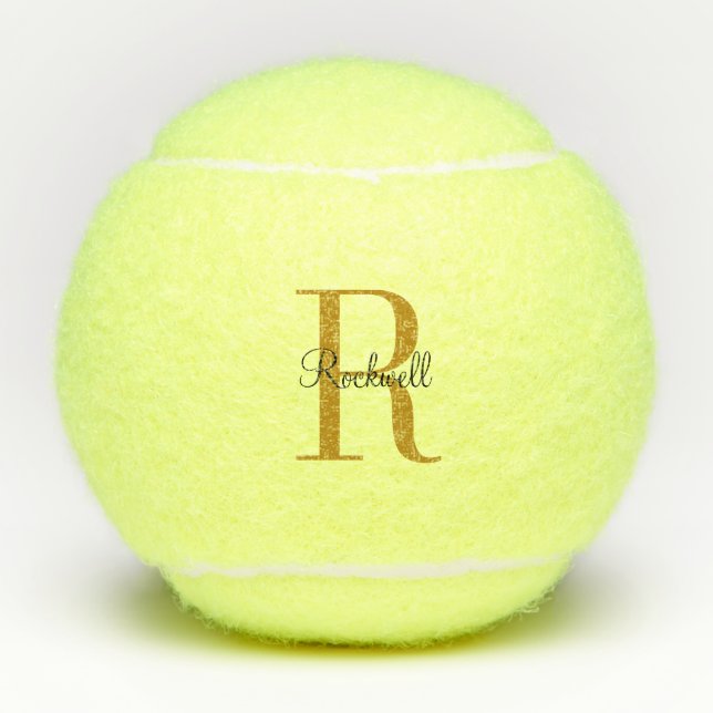 Balles De Tennis Nom initial du monogramme Or personnalisé (Devant)