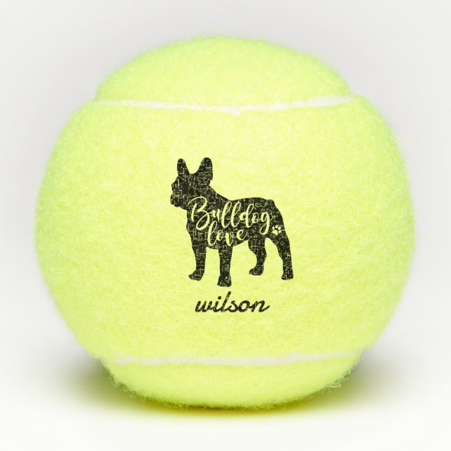 Balles De Tennis Nom personnalisé mignon Français Bulldog Frenchie  (Devant)