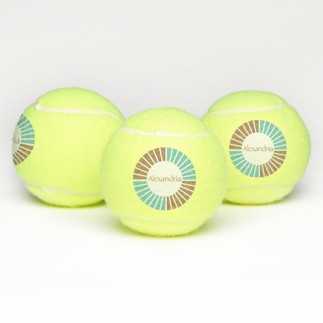 Balles De Tennis Nom personnalisé Turquoise moderne (Multiple)