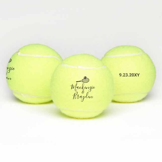 Balles De Tennis Noms personnalisés Date spéciale personnalisée (Multiple)
