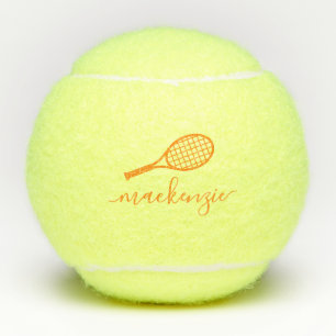 Balles De Tennis Orange de script monogramme personnalisé