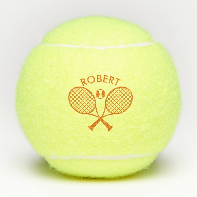 Balles De Tennis Orange Tennis Thème Personnalisé Monogramme (Devant)