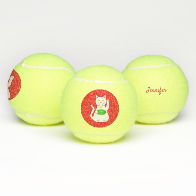 Balles De Tennis Oriental Lucky Cat Nom personnalisé (Multiple)