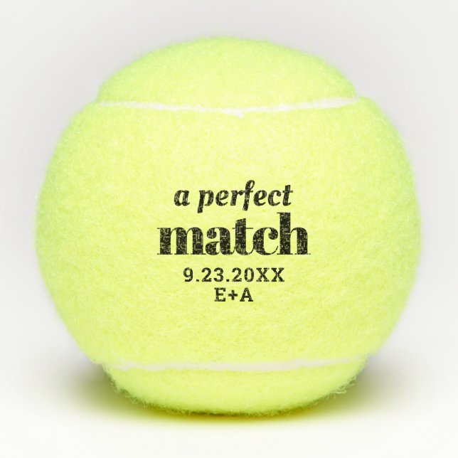 Balles De Tennis Parfait Match Personnalisé Mariage Tennis Balls (Devant)
