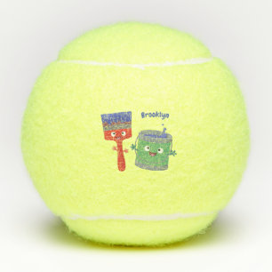 Balles De Tennis Personnages de peinture et de pinceau mignons