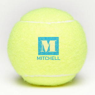 Balles De Tennis Personnalisé Élégant Gras Nom initial Bleu clair