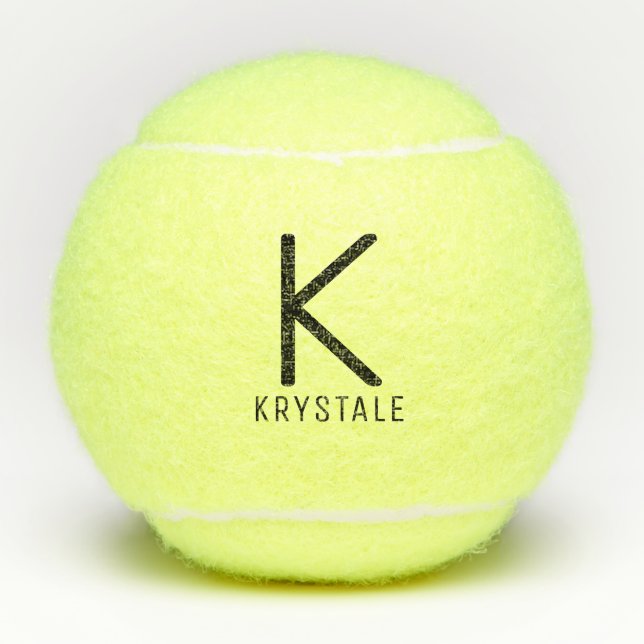 Balles De Tennis Personnalisé Nom Monogramme Moderne Personnalisé (Devant)