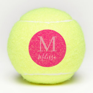Balles De Tennis Pink Sassy Élégant Monogramme moderne
