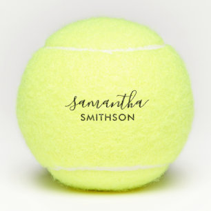 Balles De Tennis Prénom Personnalisé Élégant Script Tennis