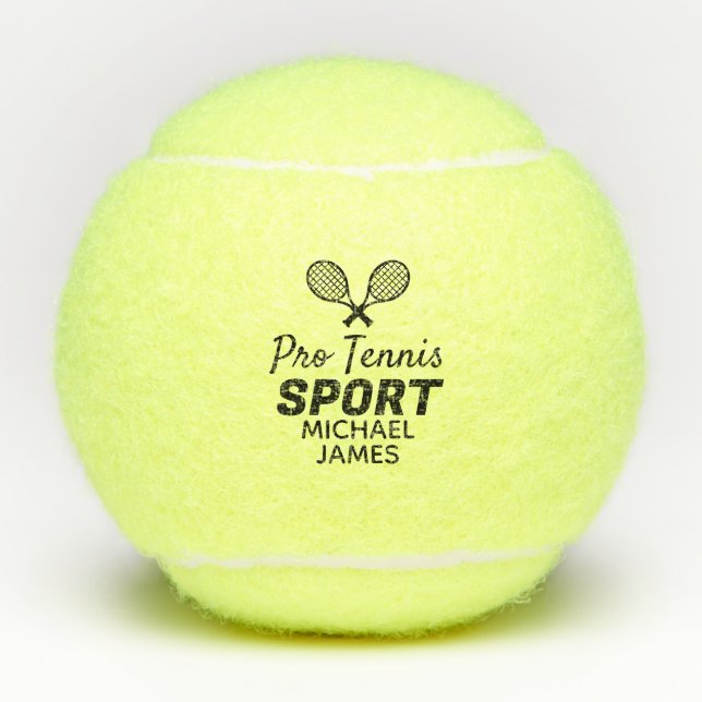Balles De Tennis Racket Design, Pro Tennis Sport, Personnalisé (Devant)