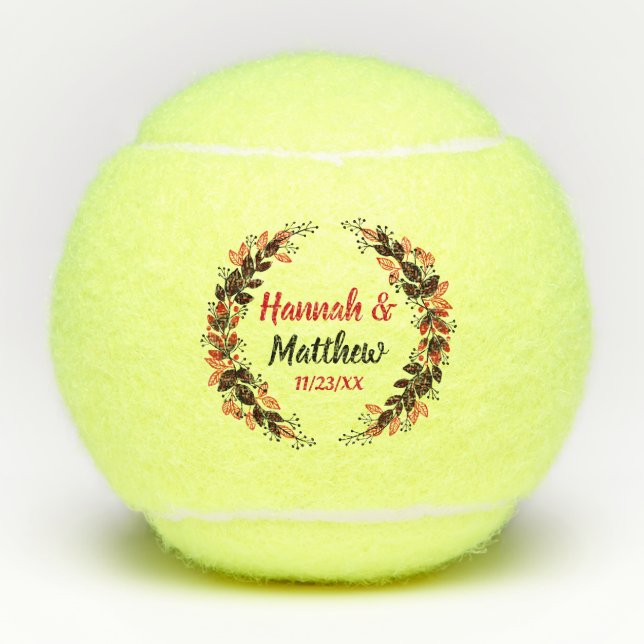 Balles De Tennis Rouge Noir Elégant Aquarelle Wreath Wedding Favor (Devant)