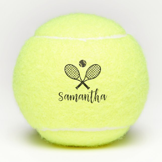 Balles De Tennis Script de calligraphie Personnalisé Élégant (Devant)