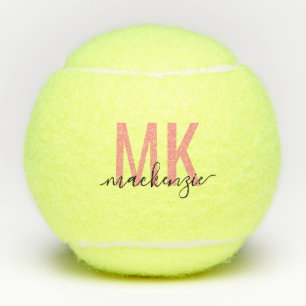 Balles De Tennis Signature rose noir personnalisée 2 initiales