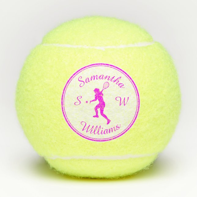 Balles De Tennis Sport Personnalisé Joueur de tennis rose Silhouett (Devant)