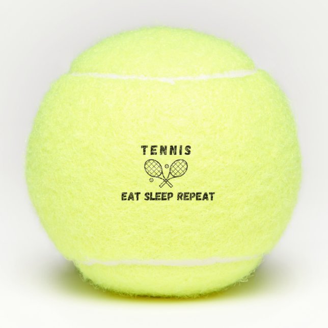Balles De Tennis Tennis Eat Sleep Répéter Drôle Citation Typographi (Devant)