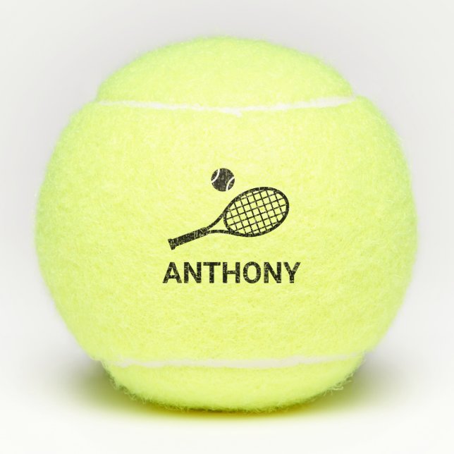 Balles De Tennis Tennis Monogramme Nom Simple Personnalisé (Devant)