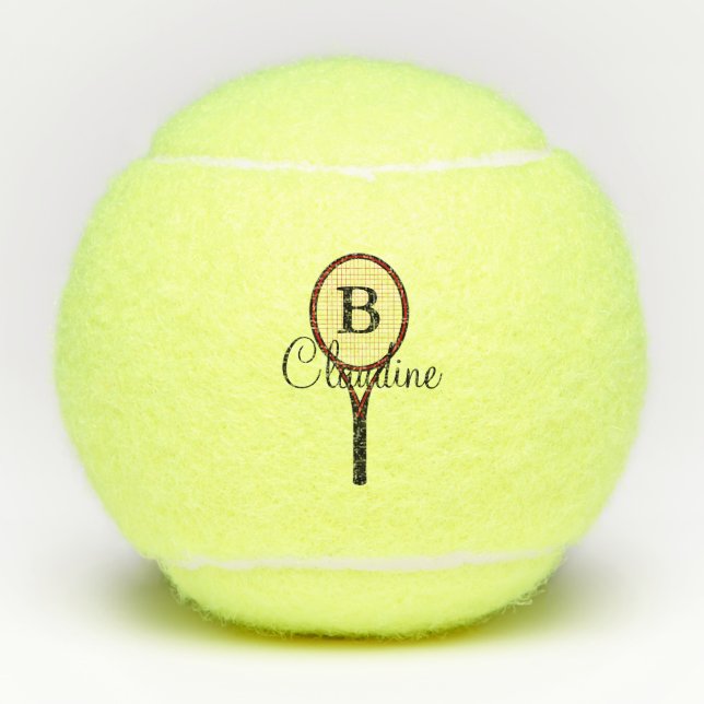 Balles De Tennis Tennis Racket Design Tennis Ball (Devant)