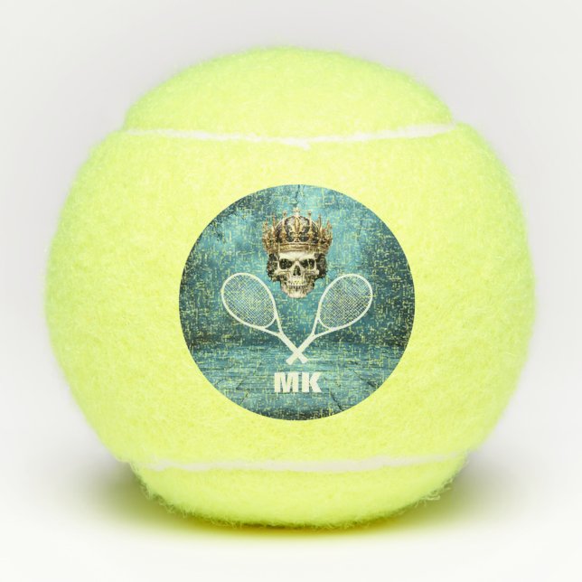 Balles De Tennis Tennis Thème Crâne Monogramme (Devant)