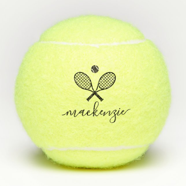 Balles De Tennis Texte de script élégant personnalisé (Devant)