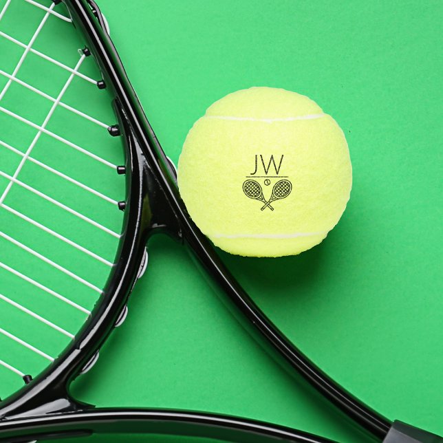 Balles De Tennis Thème de tennis Moderne Monogramme (Time for Tennis. Personalized monogrammed tennis balls. Features tennis logo. Team or singles player)