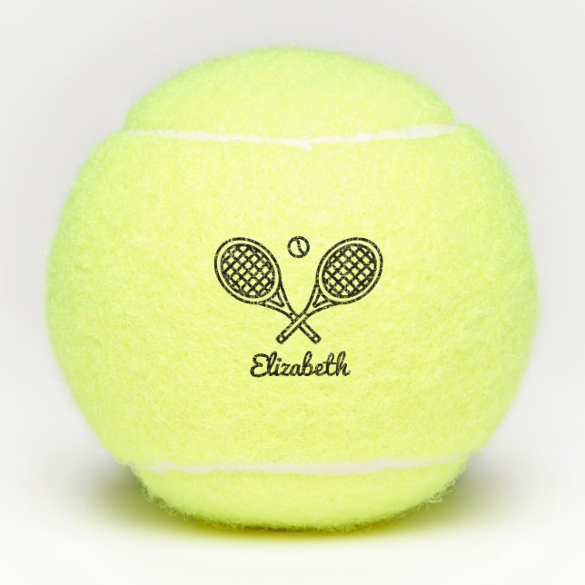 Balles De Tennis Thème de tennis Nom Monogramme Tennis Balls (Devant)