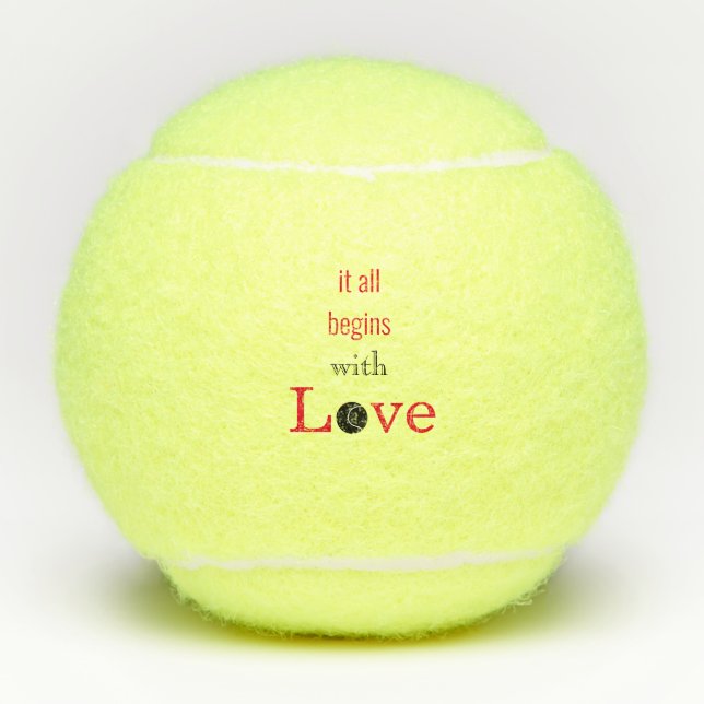 Balles De Tennis Tout commence avec Love Funny Tennis Balls (Devant)