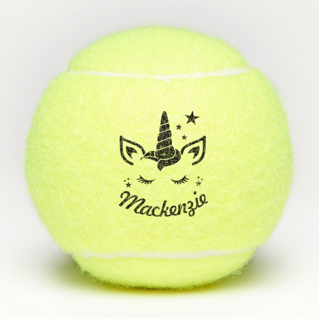 Balles De Tennis Unicorn Nom personnalisé des enfants (Devant)