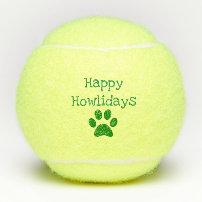 Balles De Tennis Vacances vertes Joyeuses Vacances Noël Chien anima (Devant)
