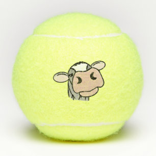 Balles De Tennis vache de dessin animé noir blanc rose baiser gris