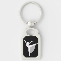 Ballet 1 Keychain, Dancer white silhouette