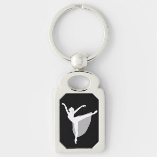 Ballet 1 Keychain, Dancer white silhouette Keychain