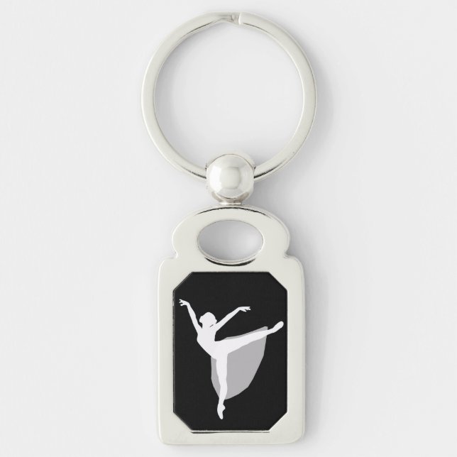 Ballet 1 Keychain, Dancer white silhouette Keychain (Front)