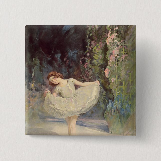 Ballet 2 Inch Square Button (Front)